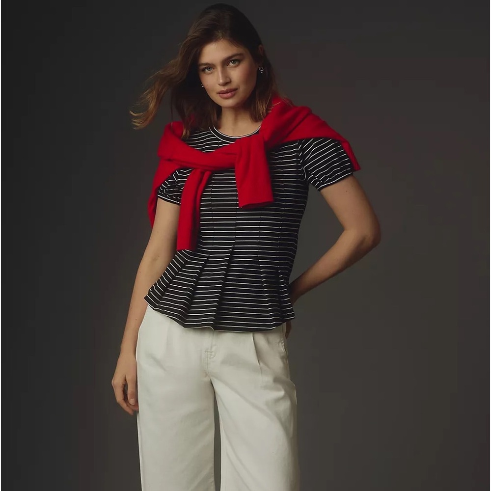 Anthropologie Maeve Corset Peplum Top